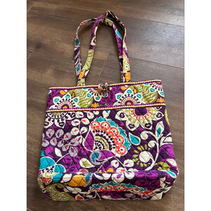 Vera Bradley large quilted plum crazy tote bag